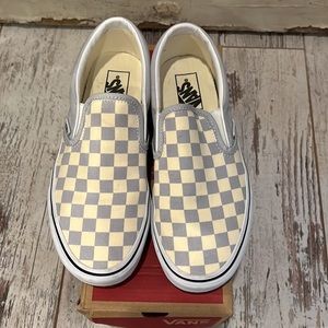 VANS Classic Slip On CHECKERBOARD Gray Dawn Sneaker 7.5 Men 9 W